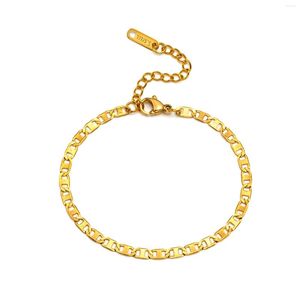 Link Bracelets Gold Color Flat Mariner Chain For Women Chic Stainless Steel Anchor Wristband Gift Jewelry