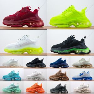 Zapatillas de deporte de moda Triple S Casual Papá Zapatos Plataforma Suela transparente Hombres Mujeres Diseñador Entrenadores Deportes Tenis Negro Blanco Gris Rojo Rosa Azul Verde