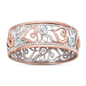 Ewige Liebe Ring großhandel-Modeschmuck Eternal Love Hollow Heart Ring Diamant Rose Gold Romantischer Verlobungsring250q