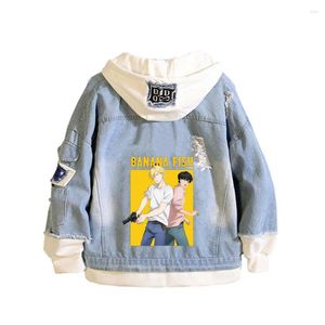 Erkek hoodies anime muz balık ceket gençler kovboy cosplay ceket erkekler kadınlar rahat denim kapüşonlu gevşek karikatür