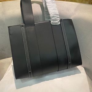 Einkaufstasche aus Kalbsleder, Einkaufstaschen mit großem Fassungsvermögen, vertikale Streifen, braun-schwarze Damenhandtaschen, Commuter, modische Umhängetasche mit Buchstabenstickerei, 37 cm