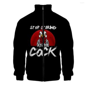 Men's Jackets Stop Staring At My Cock Zipper 3D Anime Zip Up Jacket Men Fashion Winter Long Sleeve Streetwear Casual Coats