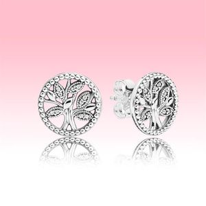 Nieuwe sprankelende stoffenboom oorbellen mode dames cadeau sieraden met originele doos voor Pandora Silver Earring Sets278X