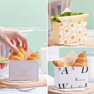 Presentförpackning 50st Food Hamburger Wrapping Box Oljesäker Cake Sand Bakery Break Frukost Wrapper Paper For Wedding Party Supply 220913