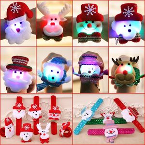 Christmas Decorations 1 Pcs LED Light Patted Circle Bracelet Gifts Year Party Children's Toys Santa Wrist Snowman Elk Snap Ring