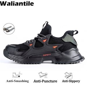 Stövlar Waliantile Fashion Men Manliga säkerhetsskor för arbetskonstruktion Punktering Proof Intestructible Working Steel Toe Sneakers 220913