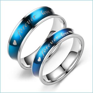 Band Rings Fashion 4Mm 6Mm Stainless Steel Rings High Polished Foever Love Band Ring Finger Men Womens Couple Jewelry Drop Del Bdehome Dhjfl