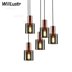 Stellar Smoke Glass Pendant Lamp Rose Copper Metal Suspension Light Bedroom Hotel Shop Bar Cafe SOFA SIDA HANNING LIGHING