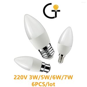 6PCS LED CANDLE BULB C37 W W W W E14 E27 B22 V K K Kホームデコレーション用ライトランプ