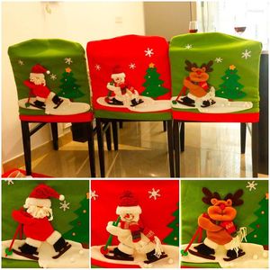 Chair Covers 2022 Cover Dinner Table Santa Claus Snowman Cap Ornament Back Christmas Party Decor Year Supplies