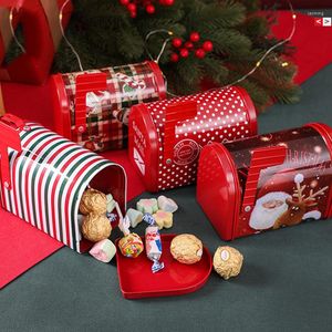 Confezioni regalo Scatola natalizia Babbo Natale Candy Craft Iron Storage Organizer Cassetta postale di latta Ornamenti natalizi Forniture di carta