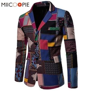 Męskie garnitury Blazery jesień mężczyźni liniowo bawełniany przyczynowy kombinezon kwiatowy inteligentny szczupły fit sukienka męska menu blezer płaszcz kurtki 4xl 220912