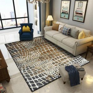 Carpets Fashion Personality Brown Plaid Carpet Imitation Animal Print Bedroom Bed Rug Hallway Wash Machine