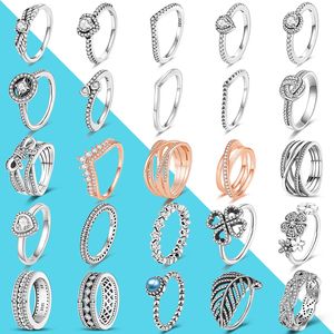 Fijne sieraden 2022 Real 925 Silver Women Rings Infinite Flower Princess Wishbone Heart Engagement Ring Popular Anillo Jewelry