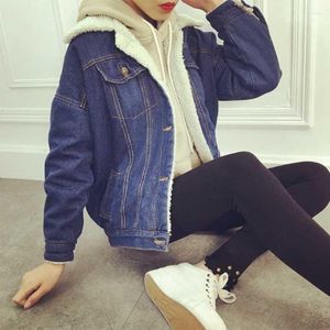 Damenjacken Damen Winterjacke Frauen 2022 Casual Denim Langarm Baumwolle Sherpa Gefüttert Warm Jeans Mantel Outwear Jaqueta Feminina