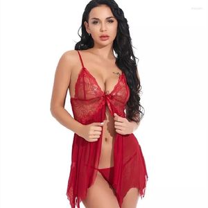 Pijamas femininos Lingerie feminina para mulheres Babydoll Boudoir Outfits Plus Size Fecho frontal Roupa de dormir M-2XL