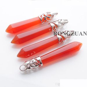 Pendant Necklaces Pendants Natural Gemstone Hexagonal Pillar Pendant Red Agate Healing Charms For Necklace Jewelry Dn3010 Carshop2006 Dhdsg