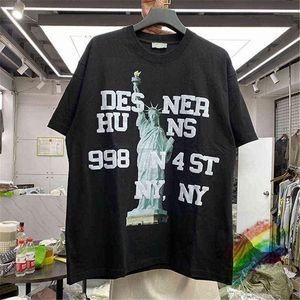 メンズTシャツ2022SSリバティTシャツの彫像男性女性1 1高品質の夏スタイルトップティースケートボードTシャツT220909