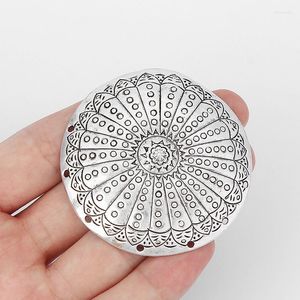 Anhänger Halsketten 2PCS Antik Silber Farbe Große Metall Runde Charms Legierung Anschlüsse Anhänger 59mm DIY Halskette Handwerk Finden schmuck