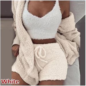 Women's Tracksuits Velvet Women Tracksuit Three Piece Sets Fall Winter Hooded Sweatshirt Suits Casual Solid Outfits Sexy Crop Tops And