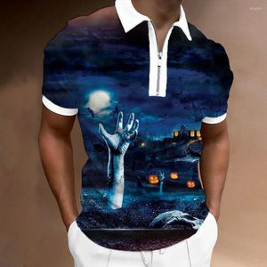 Men's Polos Men T-shirt camisa camiseta esbelta camisetas de manga curta Tops 3d impressão de halloween natal moda homme camisas casuais casuais camisetas