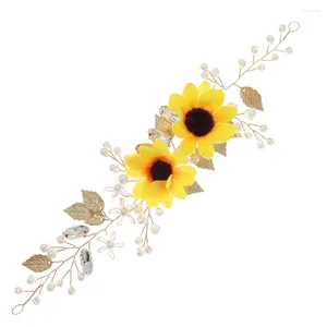 Bandanas kafa bandı ayçiçeği saç başlık çiçekler parçalar bridal düğün asma kristal kafa dekoratif asma aksesuarları kız çiçek