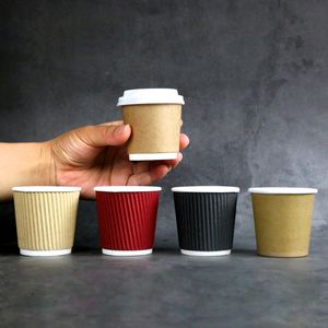 Cazas desechables 100pcs/paquete de 4 oz de papel Kraft Coffee Cup Suministros de fiesta para beber caliente 20220913 D3
