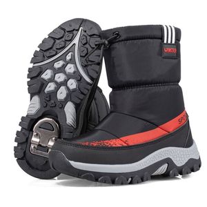 Boots Children Snow Boots Outdoor Winter Mid-Acalf مقاومة للماء ، أشرطة دافئة ، أحذية أحذية غير طبية للانزلاق للفتيات الكبار يا أطفال 220913