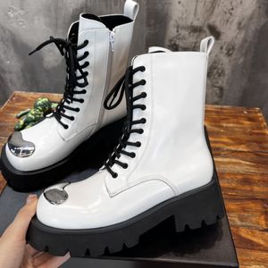 여자 Dymonlatry 부츠 디자이너 Dym 가죽 패션 발목 부츠 Black Buckle Strap Martin Booties 최고 품질 크기 35-40