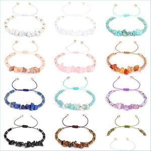 ID Identification 12Color Natural Gem Stone Identification Armband Irregar Crystal Turquoise Amethyst Nets Armband Bangl Lulubaby DH7ZQ