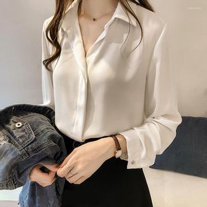 Camicette da donna 2022 Primavera Coreano Stampa retrò Allentato e versatile Mostra sottile Camicia da donna in chiffon stile Hong Kong Moda ragazza