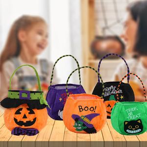 Simpatico sacchetto di caramelle di Halloween Sacchetti di zucca decorativi Disposizione della scena dell'asilo Regalo di stoffa Happy Helloween Party 1026