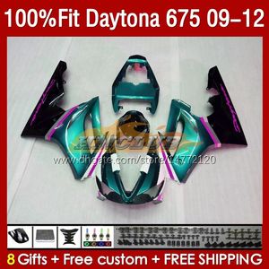 OEM Fairings For Daytona 675 675R 2009-2012 09 12 Bodywork 150No.114 Daytona675 2009 2010 2011 2012 Body Daytona 675 R 09 10 11 12 Injection mold Fairing cyan black blk