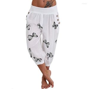 Pantaloni da donna Capris Capri Fashion Fashion Stampato Harem Pulsanti estivi Pant per Streetwear Jogger Pantaloni Beach