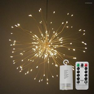 Strings DIY Foldable Bouquet Shape LED String Lights Firework Battery Operated Decorative 120 Fairy Garland Patio Christmas