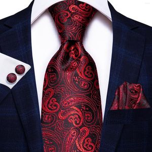 Bow Ties Paisley Wine Red Silk Men's Tie NeckTies 8.5cm For Men Formal Business Luxury Wedding Quality Gravatas