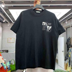 T-shirts masculina Black White Tir Shirt Personagem Imagem vintage Erd Kenye T-shirt T220909