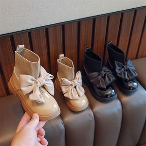 أحذية Girl's Sock Boots chunky Big Bowtie أنيقة لطيفة الأطفال