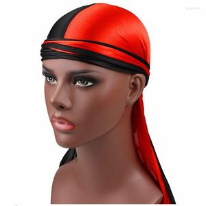 Bandane Luxury Men's Silk Patchwork Durags Turban Hat Satin Durag Biker Copricapo Fascia Accessori per capelli