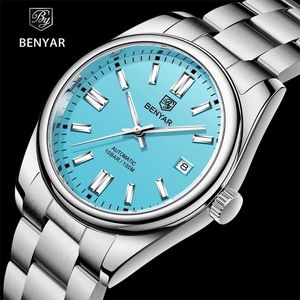 Wristwatches BENYAR Luxury Men Mechanical Wristwatches 10Bar Waterproof Automatic Watch Stainless Steel Sports Diving Watch for Men 220912