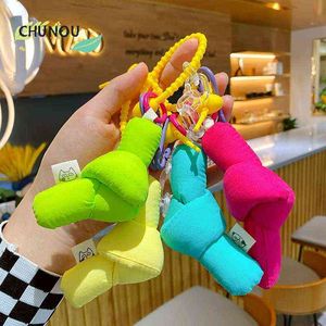 Keychains Creative Candy Color Fabric Keychain Kvinnlig Söt Fashion Handgjorda Twist -knapp Key Chain Ring Pendant Bag Key Pendant T220909