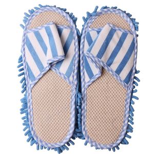 Slippers Unisex Очистка полосатой коралловый флис Chenille Home Lazy Mop Slippers Foot Thos