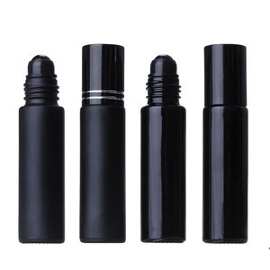 10 ml schwarze Flasche für ätherische Öle, Glasrolle auf Parfüm-Kristall-Rollerkugelflaschen, Verpackungsflaschen