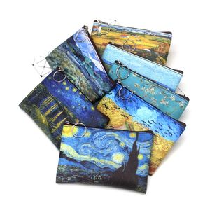 Mini Vintage Oil Painting Coin Purse Women Girls Fashion Printed PU Wallet Lipstick Portable Money Purse Pocket Bag New