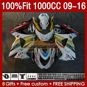 Carive di iniezione per Suzuki GSXR-1000 K9 GSXR 1000 CC 151NO.41 GSXR1000 09 10 11 12 13 14 15 16 1000CC 2009 2010 2012 2013 2014 2014 2015 2016 OEM Golden White Blk