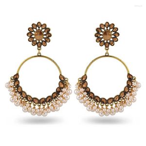 Kolczyki Dangle Ins złota ręcznie robione perełki perłowe słonecznikowy nepal nepal tajlandia piercing vintage moda biżuteria bijoux