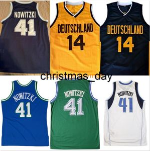 Колледж баскетбол Джерси Deutschnd Германия команда № 41 Dirk Nowitzki Jerseys Throwback 14 вышива