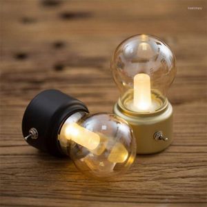 Luzes noturnas Bulbo vintage leve recarregável LED Mini Lâmpadas de cabeceira de cabeceira Decoração de quarto de casa iluminação