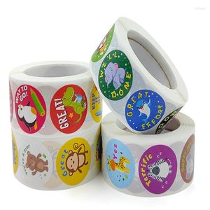 Gift Wrap 500Pcs 25mm Round Cartoon Cute Animals Thank You Stickers Lovely Labels Teachers Reward Handmade Sealing