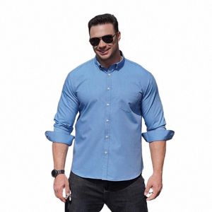 Men s Casual Shirts men s Casual Shirts Plus Size Men Long Sleeve Solid Color Soft Denim With Pocket Fashion Oversize Fatty Tops Cowboy Large Blue ShirtsMen s P